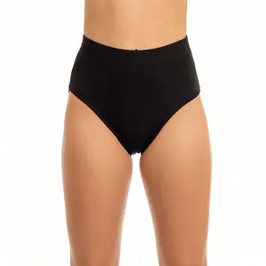 Bragas menstruales de bambú, tiro alto, extra cómodas - negro / beis